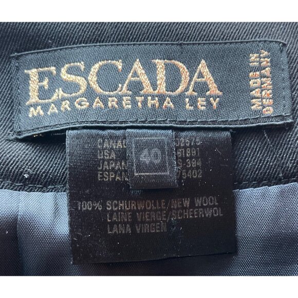 Escada margaretha ley size Medium Pencil Skirt Virgin Wool black tiered Germany - Picture 6 of 10
